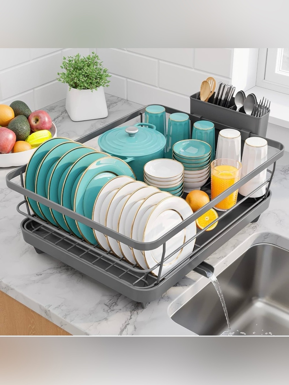 Sakugi Stainless Steel Dish Drying Rack for Kitchen Counter